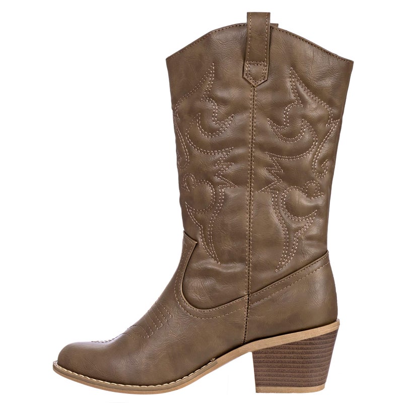Charles Albert Womens Boot Embroidered Modern Western Cowboy, Mocha (11) Cowboy Style_Mocha_11 - Image 4